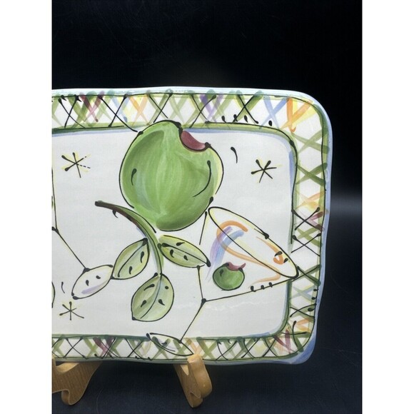 JULIA JUNKIN Ceramic Rectangular Martini Party Cheese Serving Platter Tray 12x8” - Picture 3 of 9